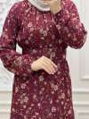 Aysima Tesettür Şifon Elbise  Bordo