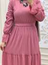 Kat Kat Fitilli Elbise Pembe