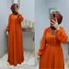 Kolları Kuşak Detaylı Ayrobin Elbisem Turuncu