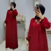 Kolları Kuşak Detaylı Ayrobin Elbisem Bordo