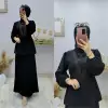 Önü İşlemeli Etekli Takımım Siyah
