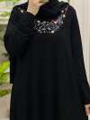 Penye Elbise Yakası Taşlı Siyahhhh