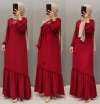 Yeni Model Ayrobin Elbisem  Bordo