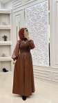 Yeni Model Deri Elbise  Taba