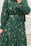 Aysima Tesettür Şifon Elbise  Yeşil