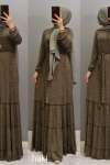 Liralık Elbise Eteği Fırfırlı  Çingene Model Haki