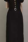 Yeni Model Düğmeli Triko Elbisem Siyah