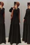 Yeni Model Pamuklu Koton Elbisem Siyah