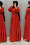 Yeni Model Örme Krep Elbisem Kırmızı